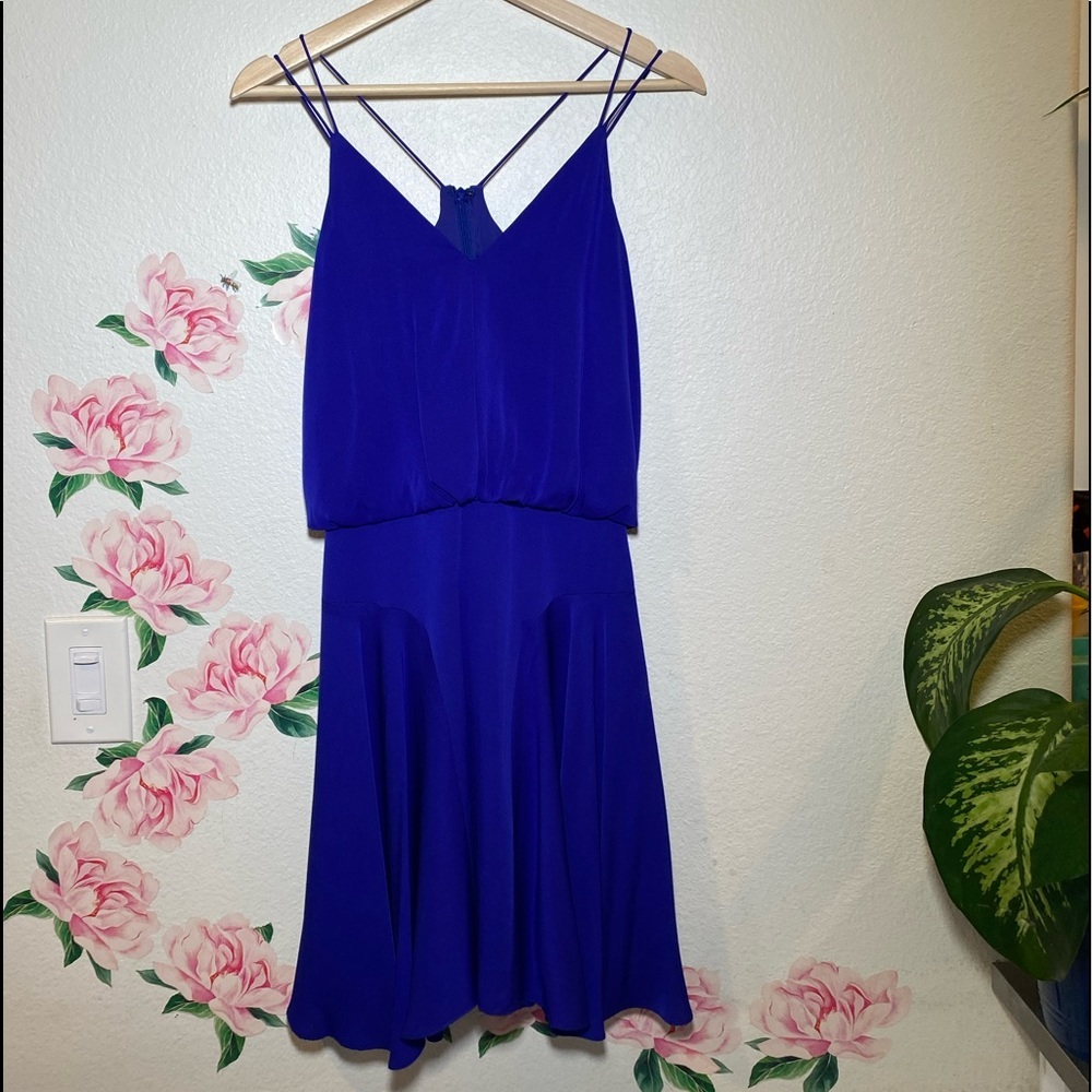 MILLY Silk Bergdorf Goodman Royal Blue Spaghetti strap mini dress women’s size 0